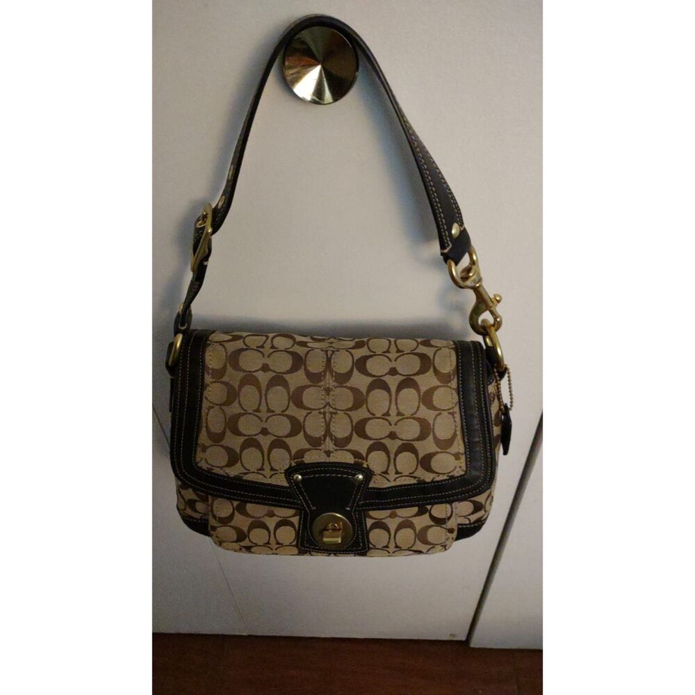 Coach Medium F12857 Vintage Ali Beige & Brown Signature C Turn Lock Shoulder Bag - Picture 11 of 11